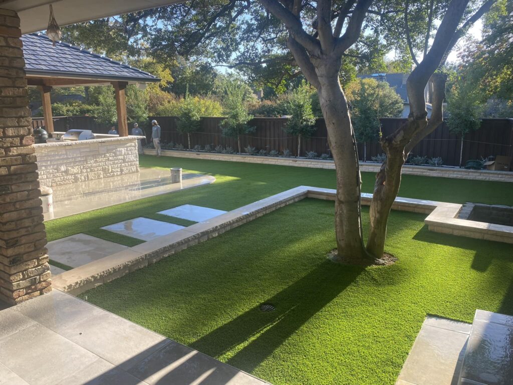 Residential artificial grass backyard installation in McKinney, TX